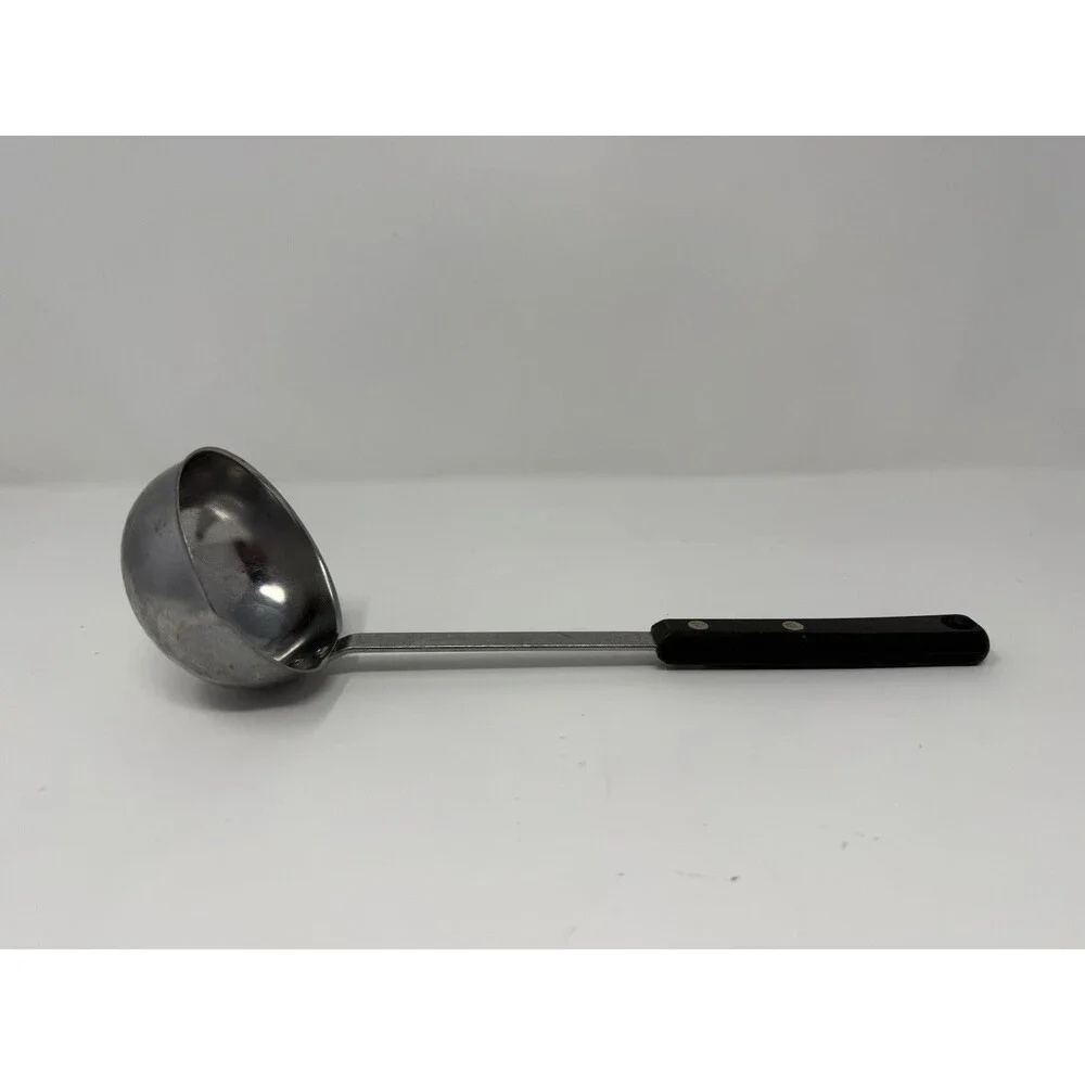 Ekco Forge Stainless Steel Soup Ladle Black Riveted Handle USA